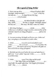 English Worksheet: The Legend of King Arthur