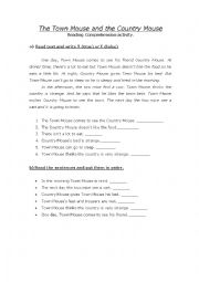 English Worksheet: The Town Mouse and the Country Mouse 
