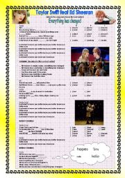 English Worksheet: Taylor Swift feat Ed Sheeran- Everything has changed