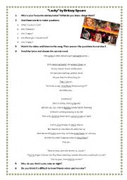 English Worksheet: Lucky by Britney Spears Present Simple