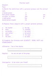 personal pronouns worksheet