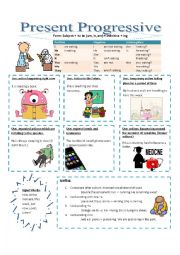 English Worksheet: Present Progressive Review 