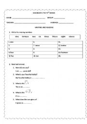 English Worksheet: diagnostic test 3rd grade