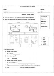 English Worksheet: second grade diagnostic test 