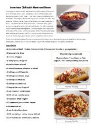 English Worksheet: Cooking American Chili 1 of 3