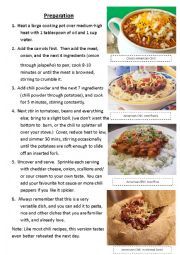 English Worksheet: Cooking American Chili (2 of 3)