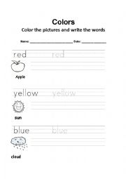 English Worksheet: colors