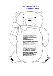 English Worksheet: TEDDY BEAR (a poem)