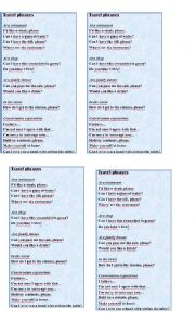 Travel phrases bookmark (divided into situations)