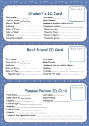 English Worksheet: Students ID card