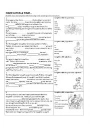 English Worksheet: The king and his daughters