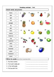 Fruit vocabulary worksheet