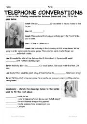 English Worksheet: Telephone Conversations