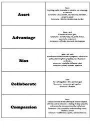 English Worksheet: vocabulary flashcards