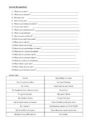 English Worksheet: Questions