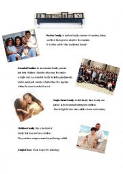 English Worksheet: Kinds of Families