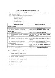 English Worksheet: INDIRECT QUESTIONS