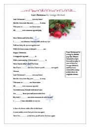 English Worksheet: Last Christmas Song Gap Filling