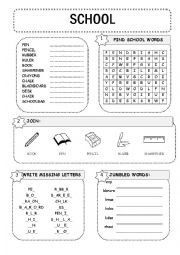 English Worksheet: SCHOOL THINGS