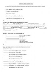 English Worksheet: Present Simple exerices