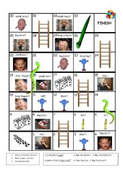 English Worksheet: Body adjectives snakes & ladders game