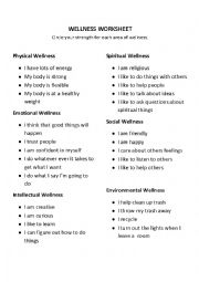 English Worksheet: Wellness Goals