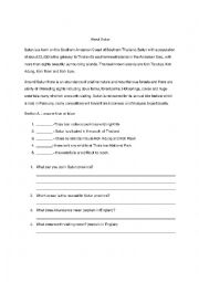 English Worksheet: About Satun Province Thailand Travel Information