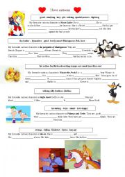 English Worksheet: I love cartoons