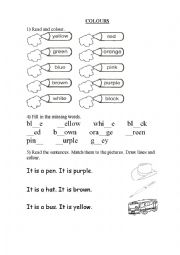 English Worksheet: COLOURS