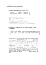 English Worksheet: THE ENVIRONMENT AND CLIMATE CHANGE