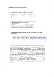 English Worksheet: THE ENVIRONMENT AND CLIMATE CHANGE