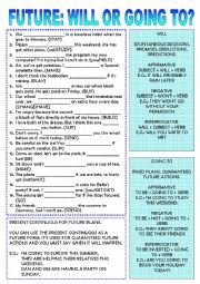 English Worksheet: Will or Going to