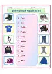 English Worksheet: Clothing vocabulary
