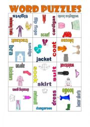 English Worksheet: Clothes Puzzle Game