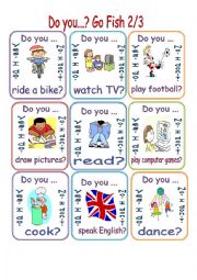 English Worksheet: Free Time Activities/Do You?/Go Fish 2/3
