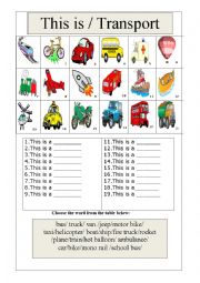 English Worksheet: Transport / This 