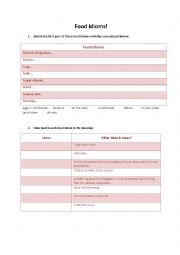 English Worksheet: Food idioms