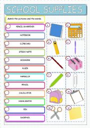 English Worksheet: School Supplies