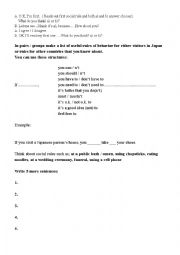 English Worksheet: When in Rome model conversation, extension activity