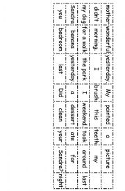 English Worksheet: Past Simple - Broken Sentences Game