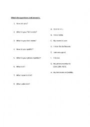 English Worksheet: Questions and Answers
