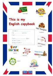 English Worksheet: Cover, first page for notebook copybook 2013 2014