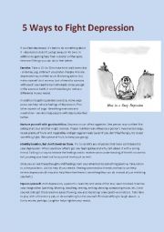 English Worksheet: 5 ways to fight depression + emotion idioms