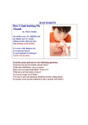 English Worksheet: BAD HABITS