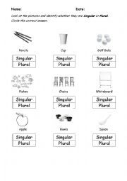 English Worksheet: Singular/Plural worksheet