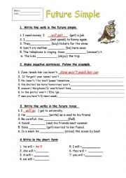 English Worksheet: Future Simple