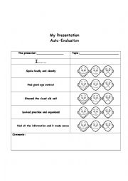 English Worksheet: Oral Presentation Auto-Evaluation