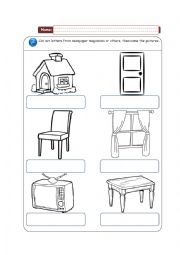 English Worksheet: Home Objects - Writing