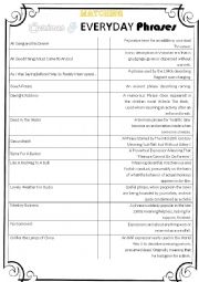 English Worksheet: curious and everyday phrases(answer keys included)