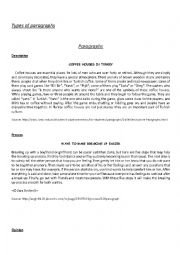 English Worksheet: Types of Paragraphs